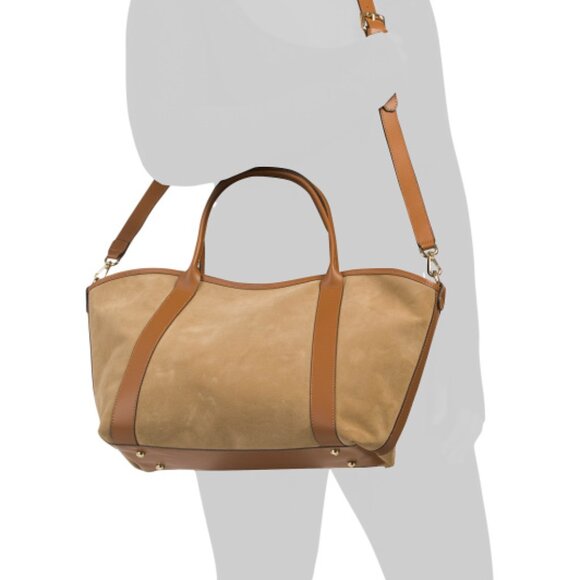 NWT AMERAI Lola Handbag in Italian Camel Suede - Picture 7 of 8